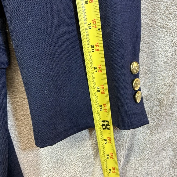 Vtg USA Made 40R Navy Blue Hopsack Gold Button Mens Blazer Sport Coat Jacket - Picture 4 of 9